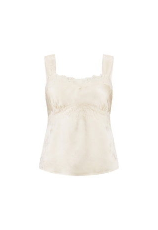 an-ivory-satin-camisole-top-with-delicate-lace-trim-along-the-scoop-neckline-and-wide-shoulder-straps-shown-against-a-plain-white-background