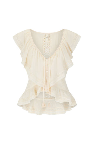 Fleur Lace Frill Sleeveless Blouse