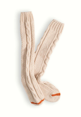 Thunders Love - Wool Collection High Knee Cable Knit Socks - Raw White